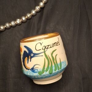 Handcrafted Cozumel Ceramic Art Piece - Blue and Green